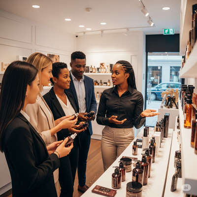 Black lady in a shop offering consultation