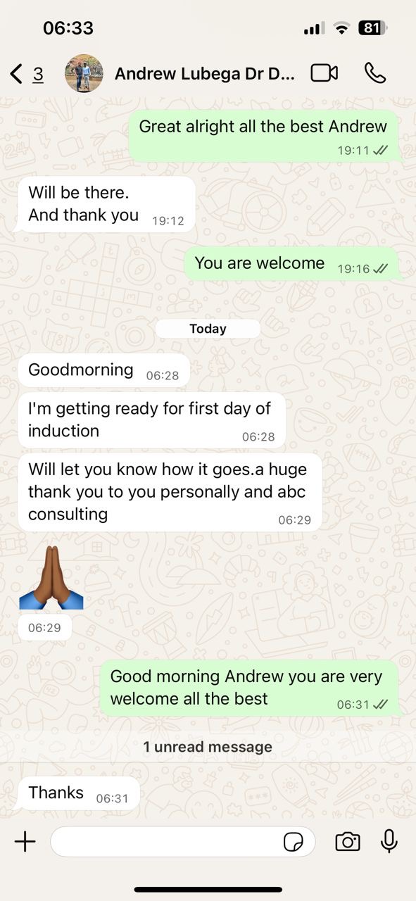 WhatsApp message from client
