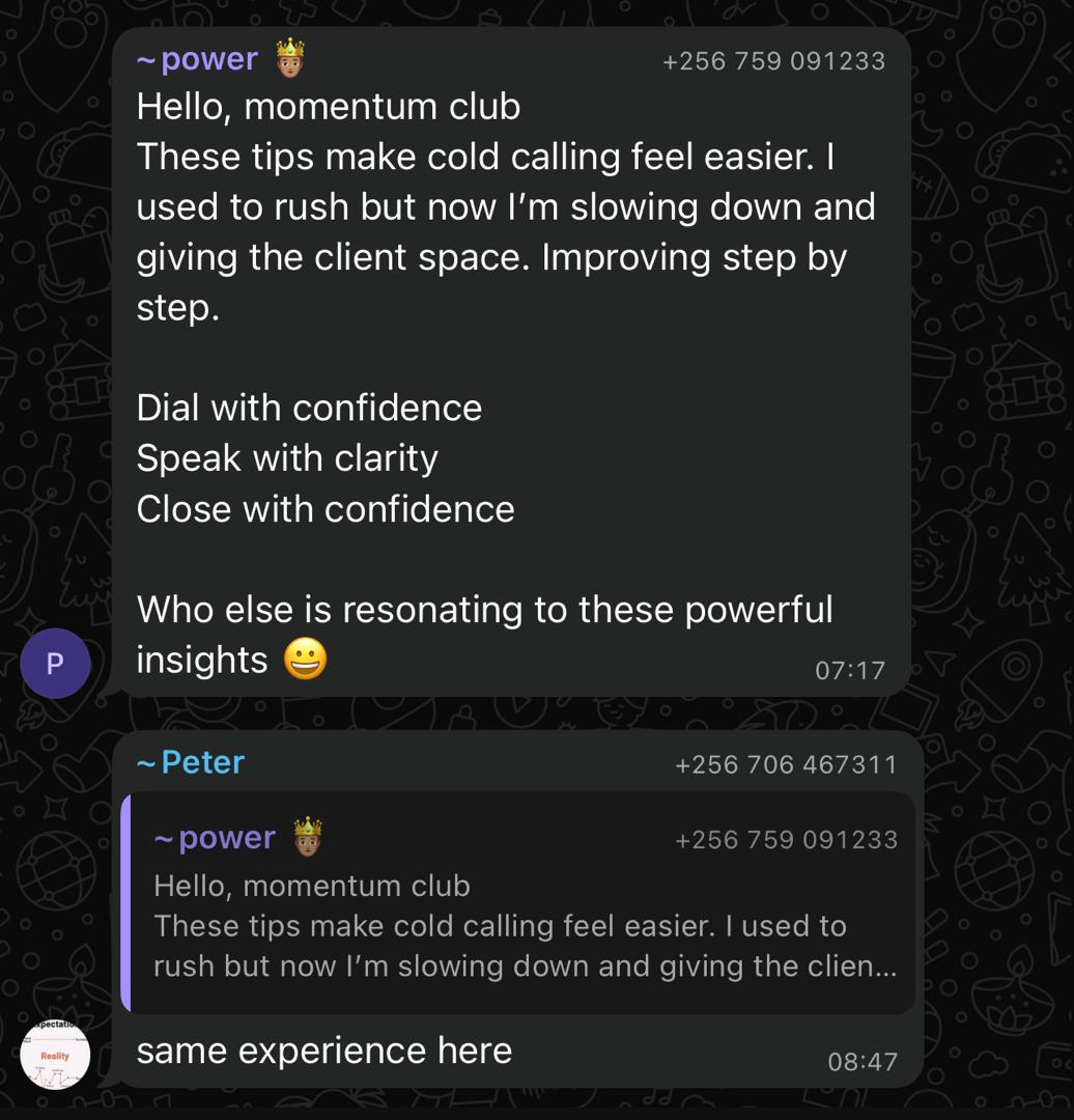 WhatsApp message from client